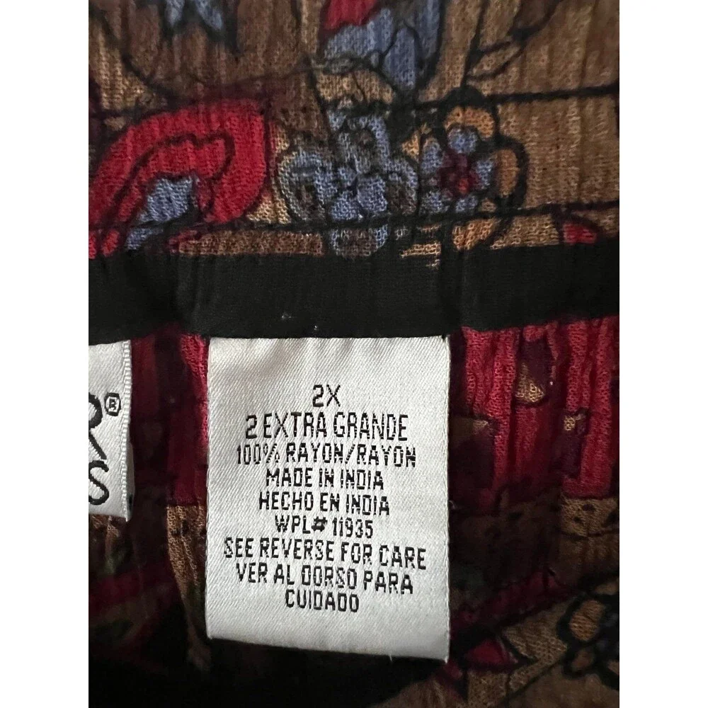 Liz Baker Boho floral burgundy skirt rayon new size 2x